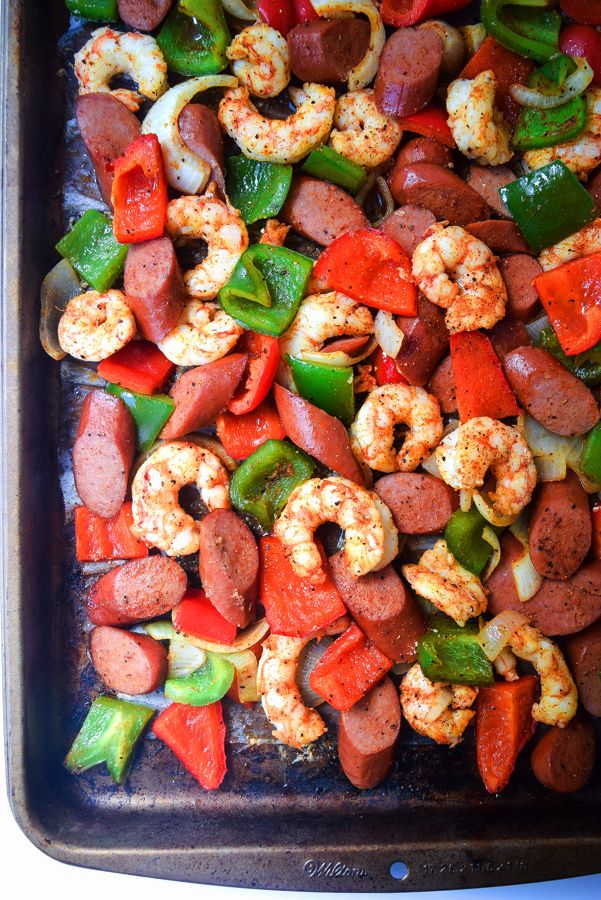 Sheet Pan Sausage and Shrimp Jambalaya