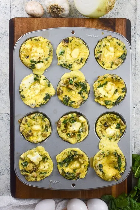 Spinach, Mushroom and Goat Cheese Scrambled Egg Muffins