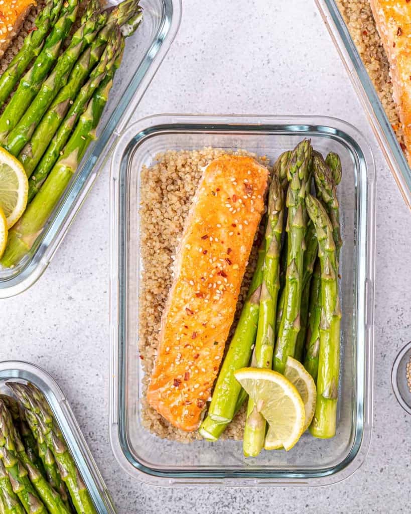 Baked Honey Salmon and Asparagus Bowls