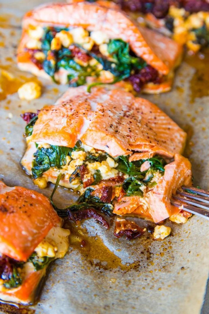 4-Ingredient Mediterranean Stuffed Salmon