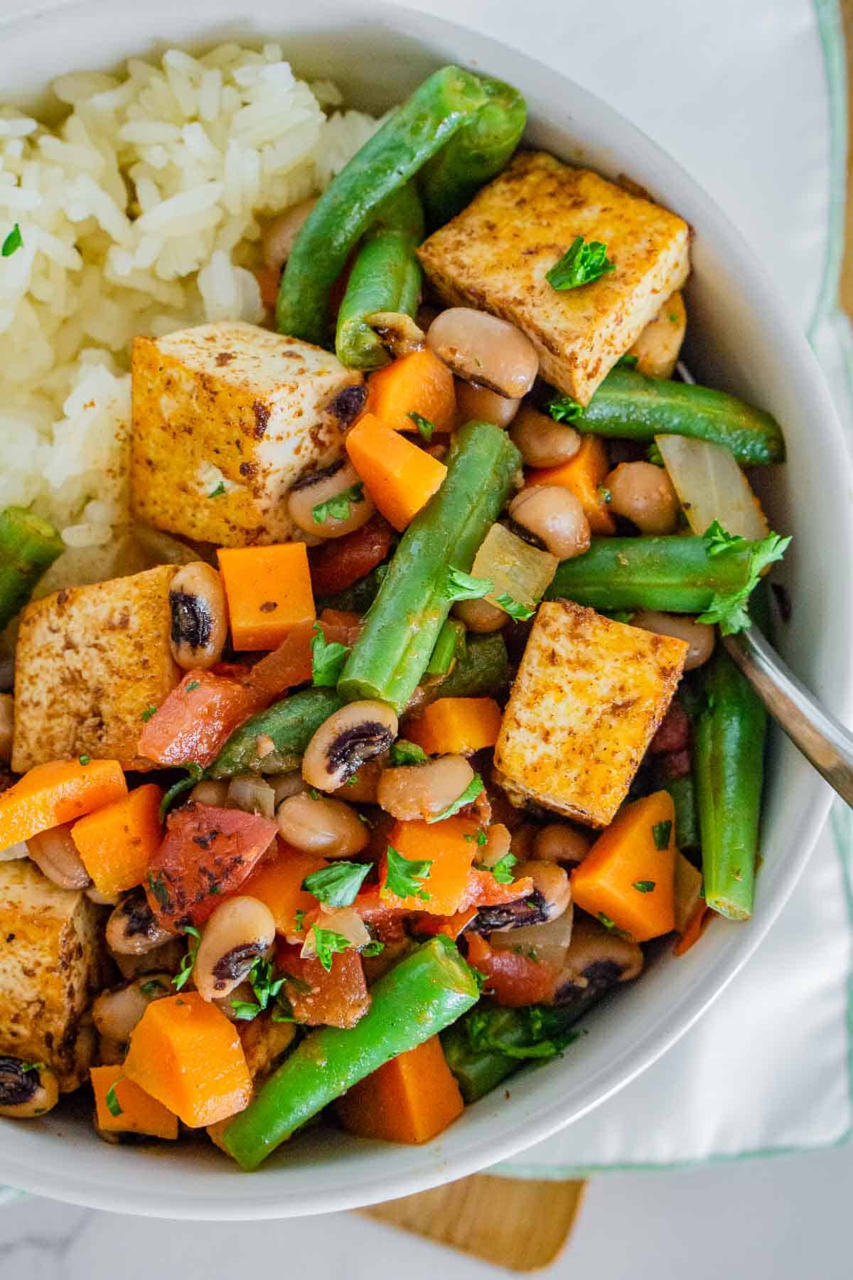 Blackened Tofu Black Eyed Pea Bowls