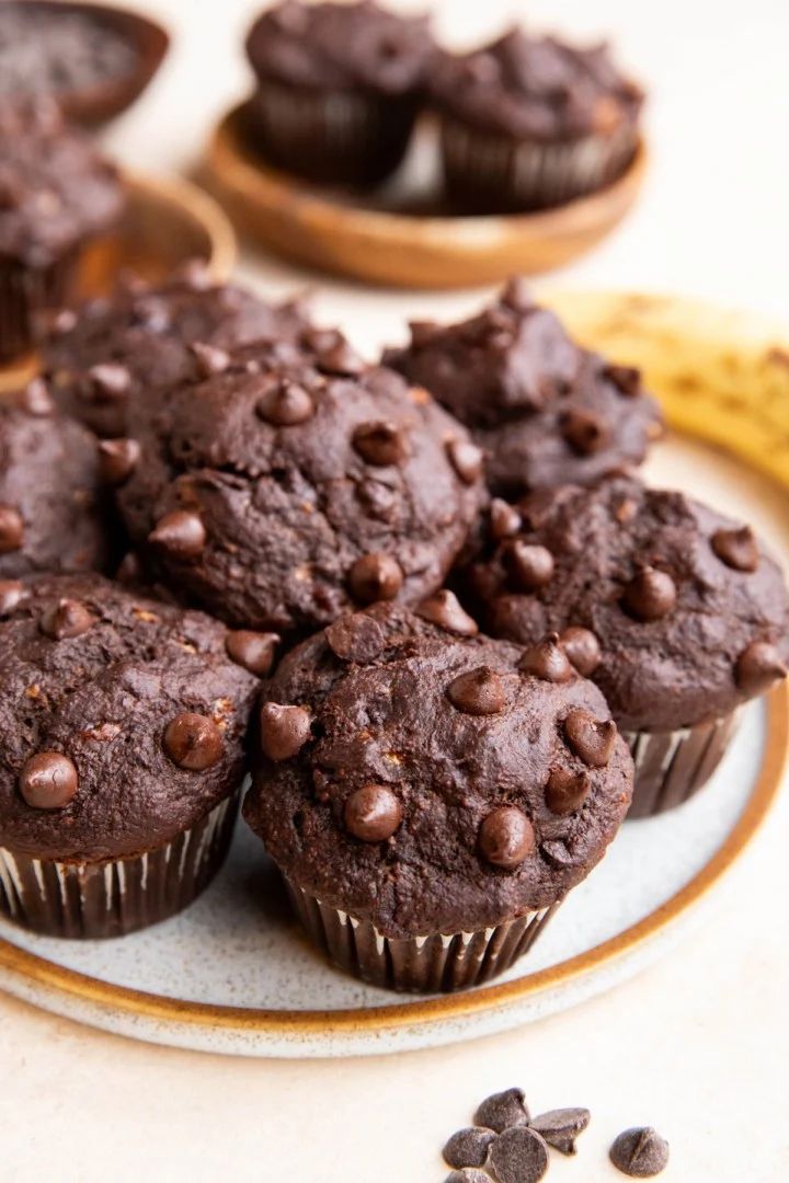 Healthy Oatmeal Chocolate Banana Muffins