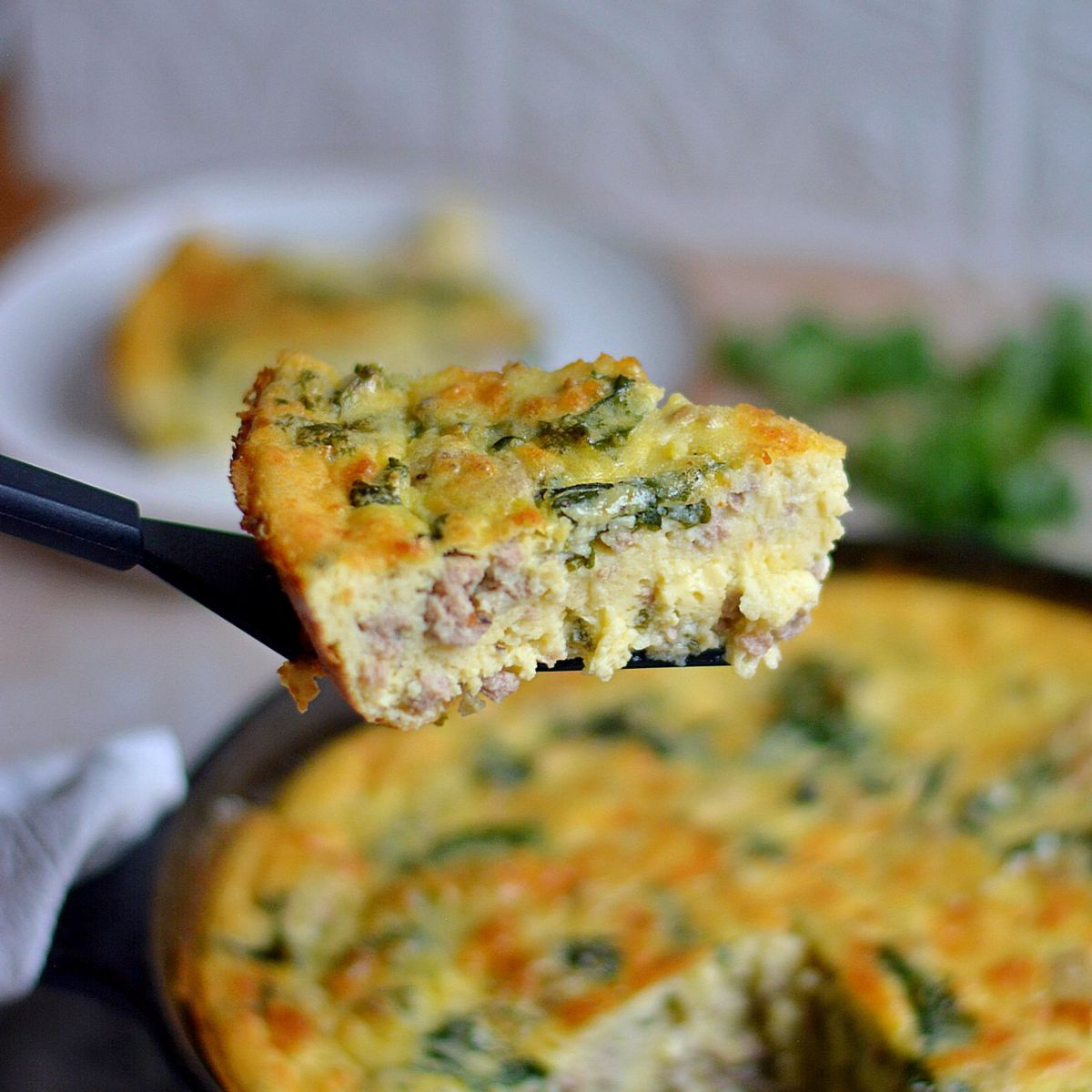 Breakfast Casserole with Turkey Sausage and Kale