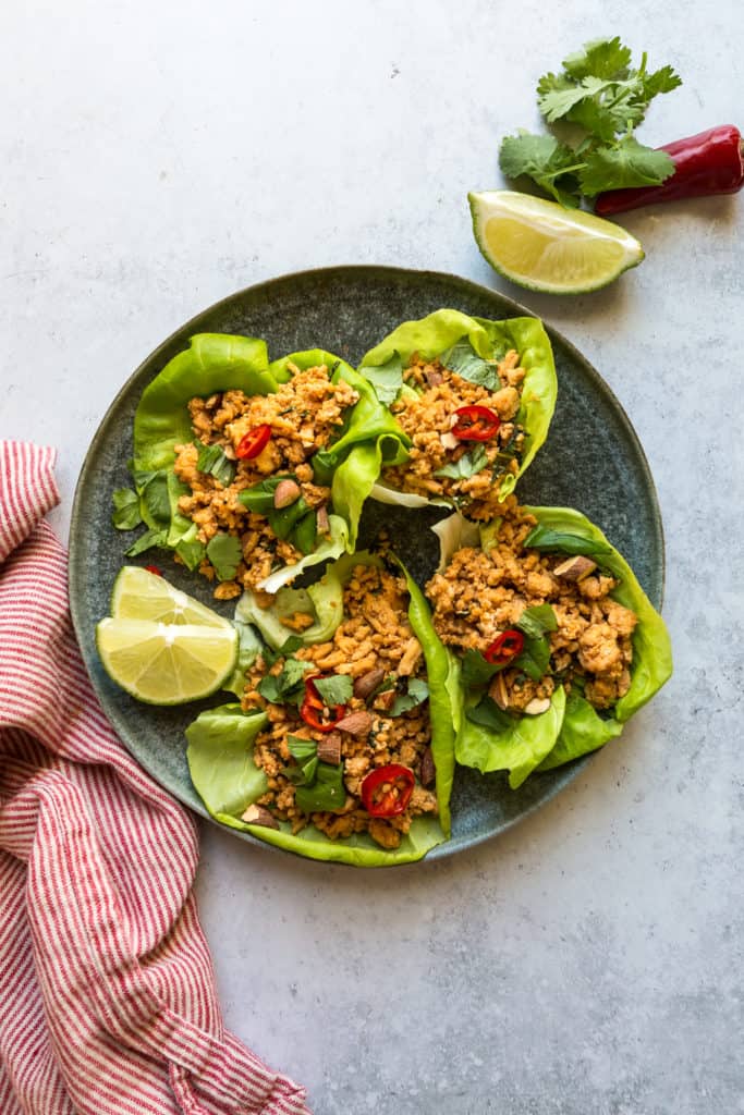 Thai Basil Chicken Lettuce Wraps
