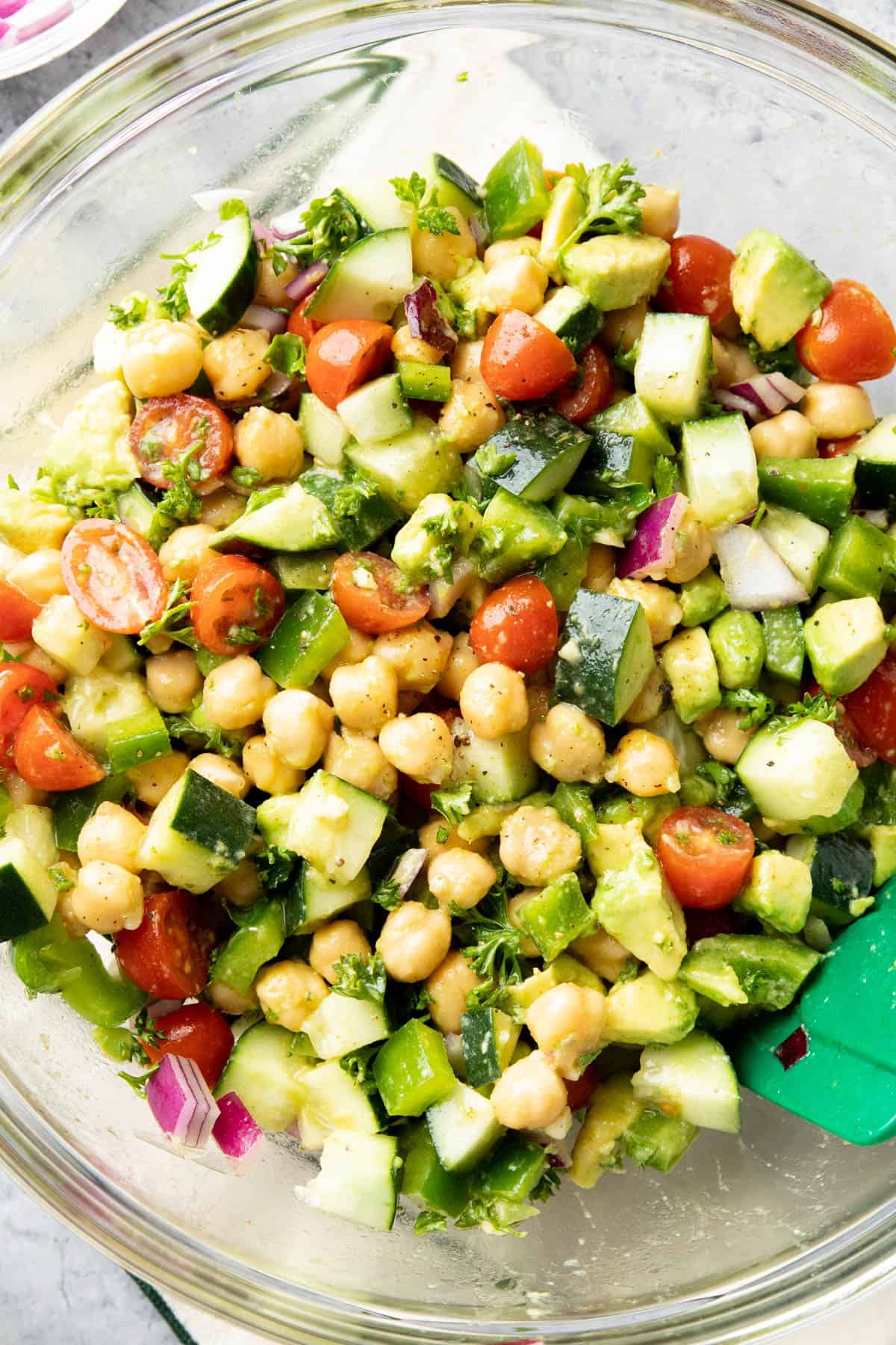 Chickpea Salad with Cucumbers & Avocado