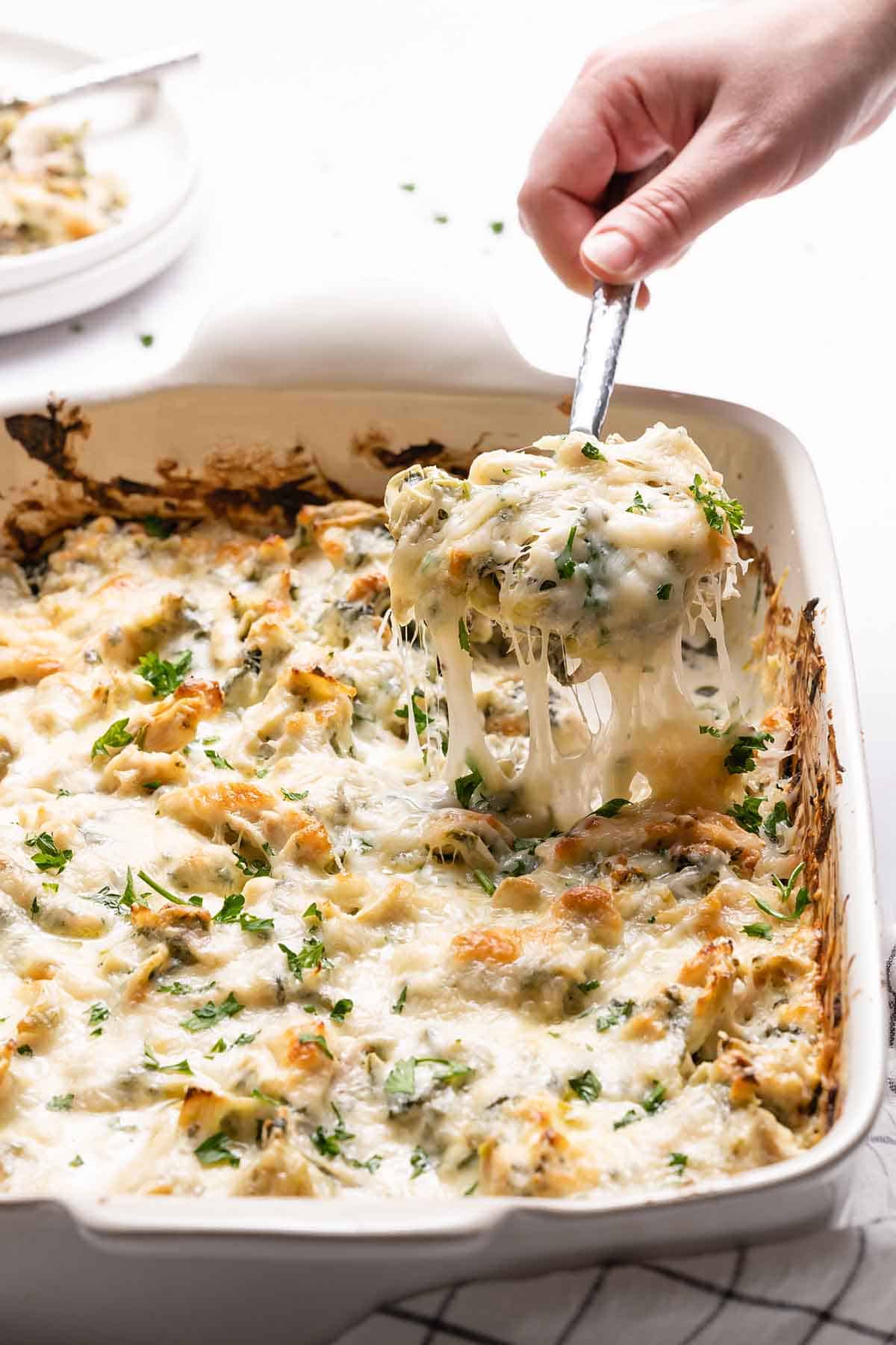 Creamy Spinach Artichoke Chicken Casserole
