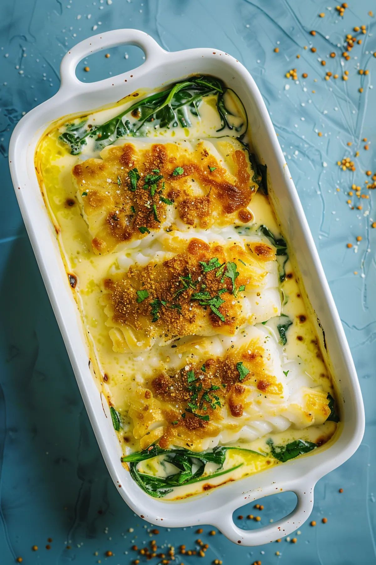 Creamy Keto Cod and Spinach Casserole