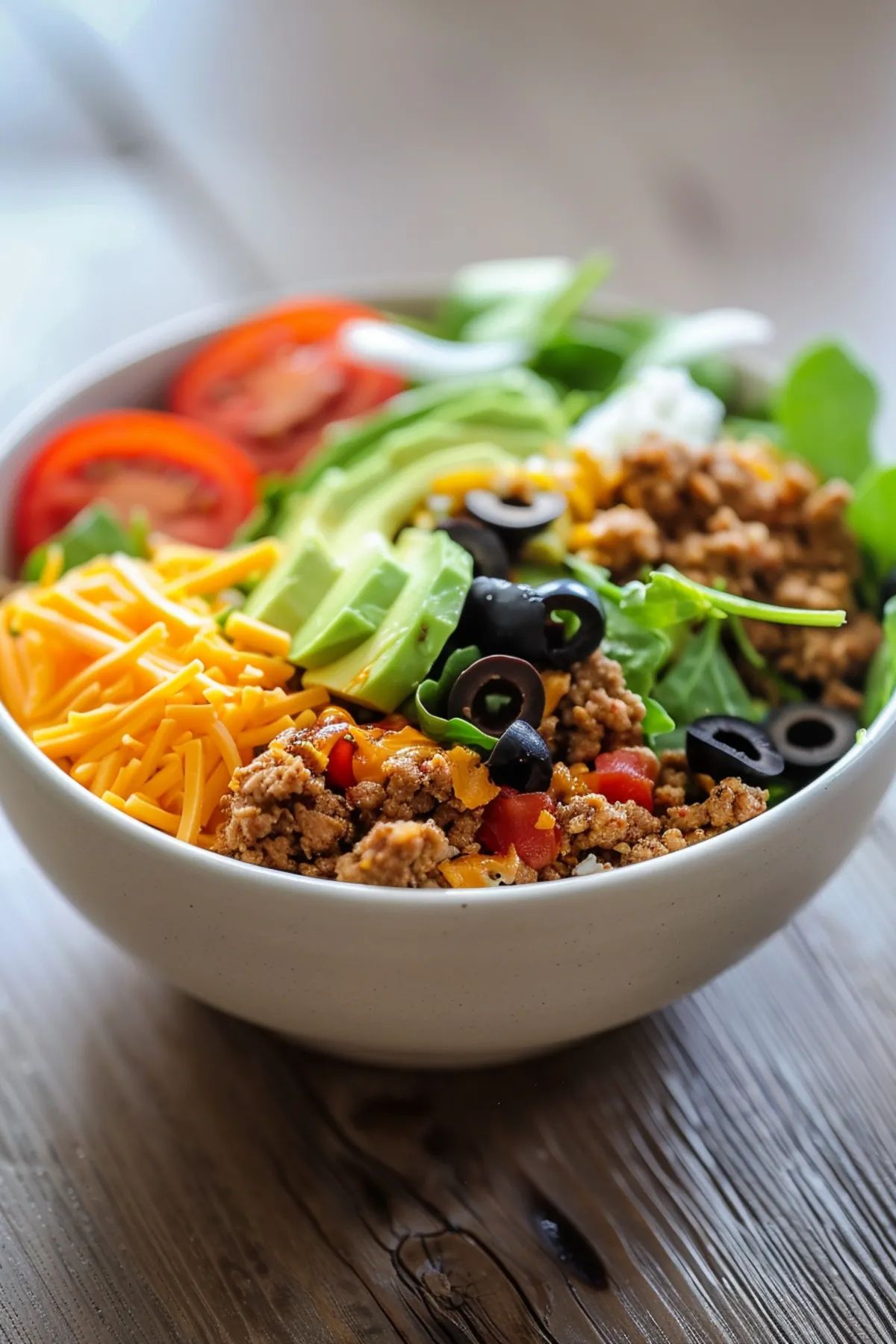  Keto Ground Chicken Taco Salad with Avocado Lime Dressing