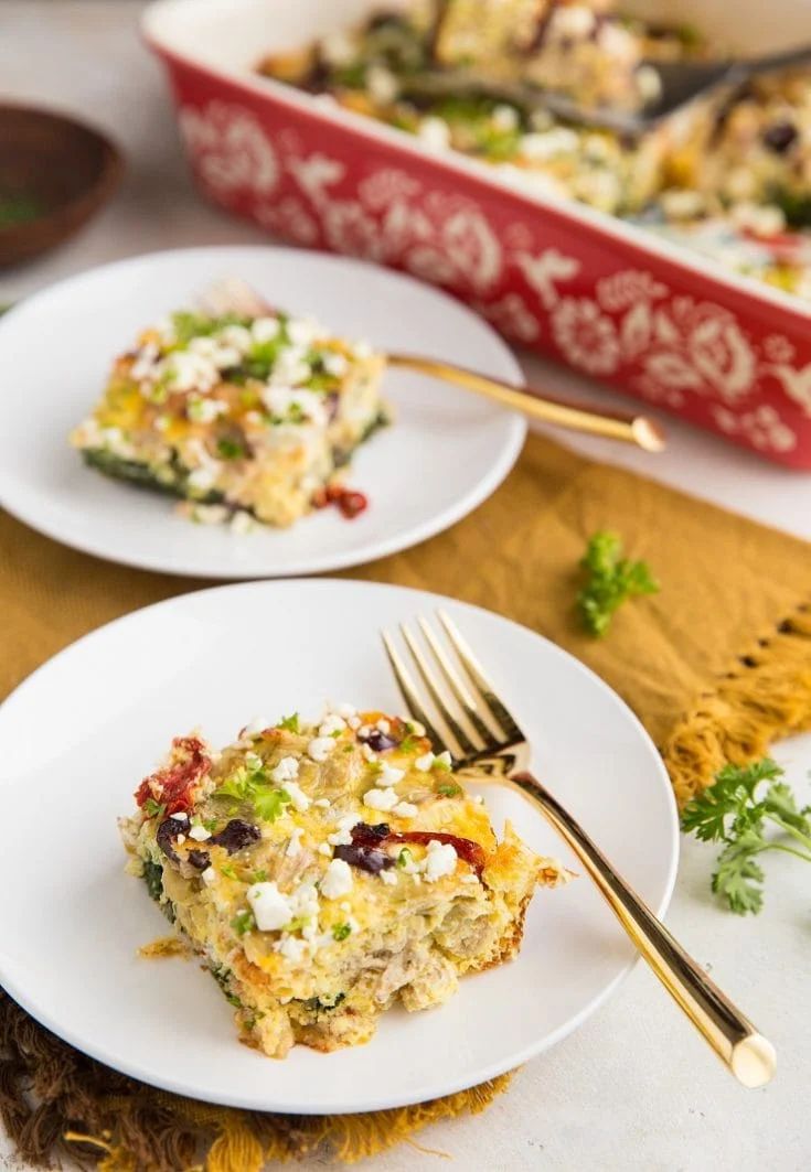 Greek Sausage Breakfast Casserole with Spinach and Feta