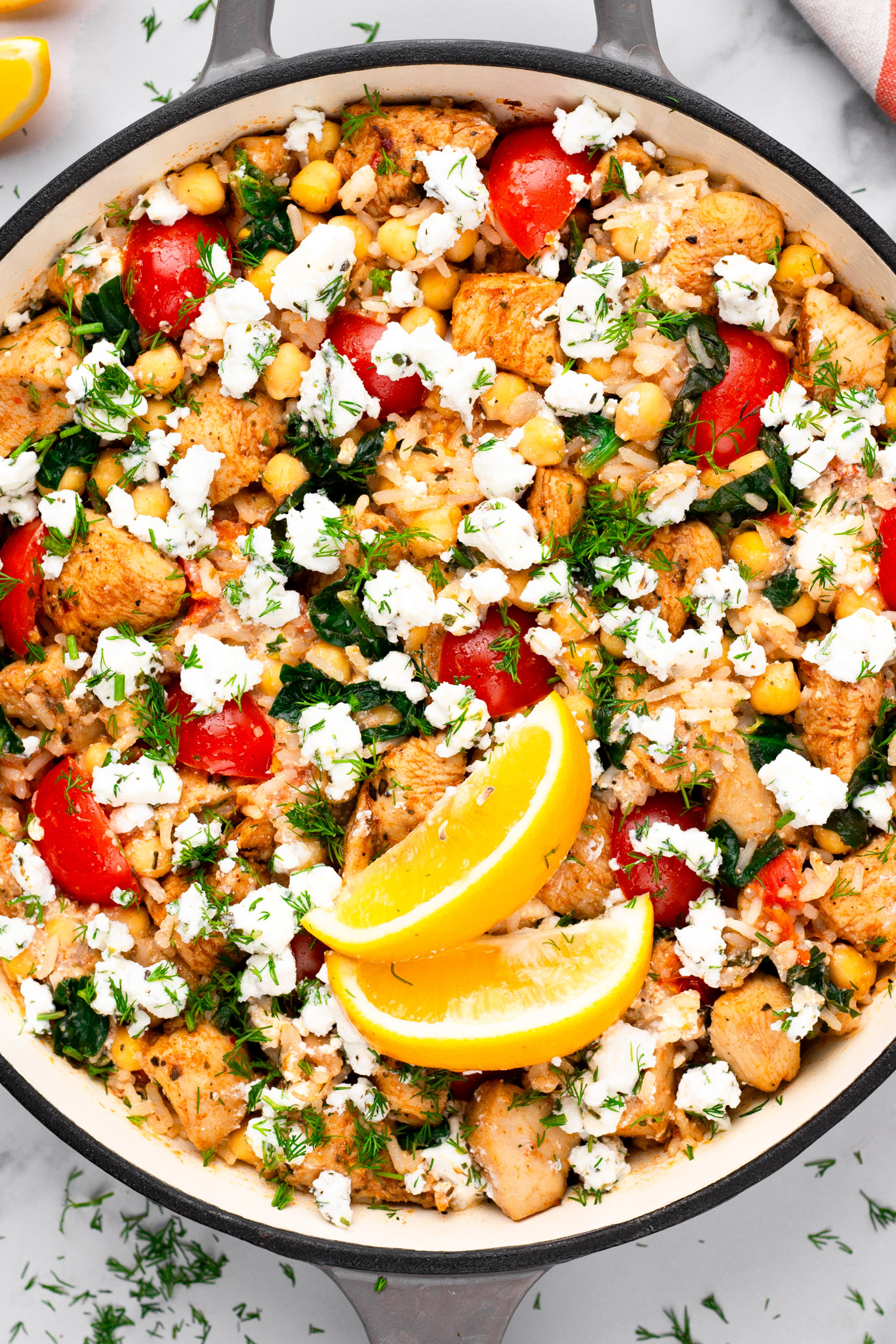 Greek Chicken with Lemon Rice and Tomatoes