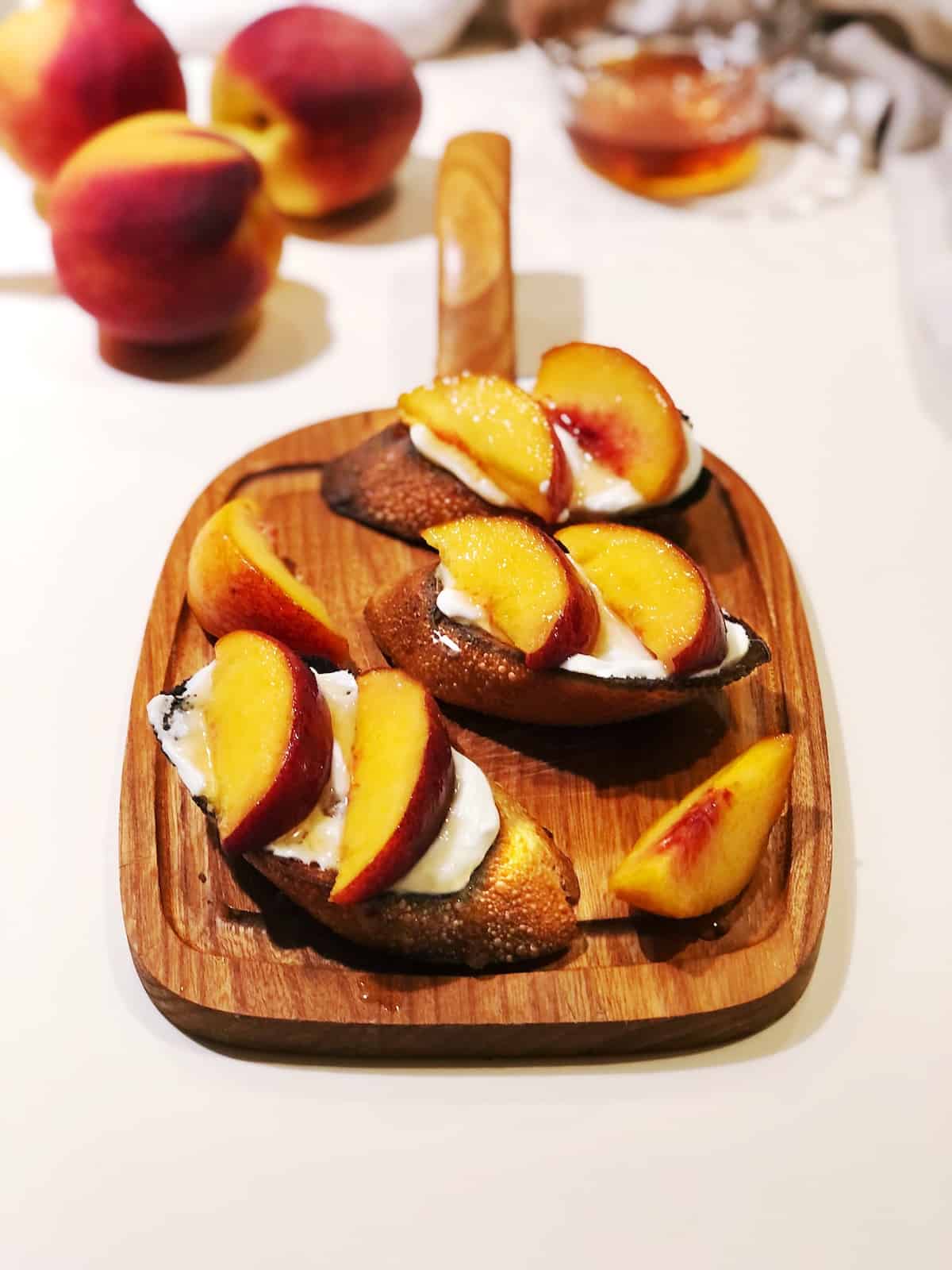 Peach Bruschetta with Ricotta and Honey