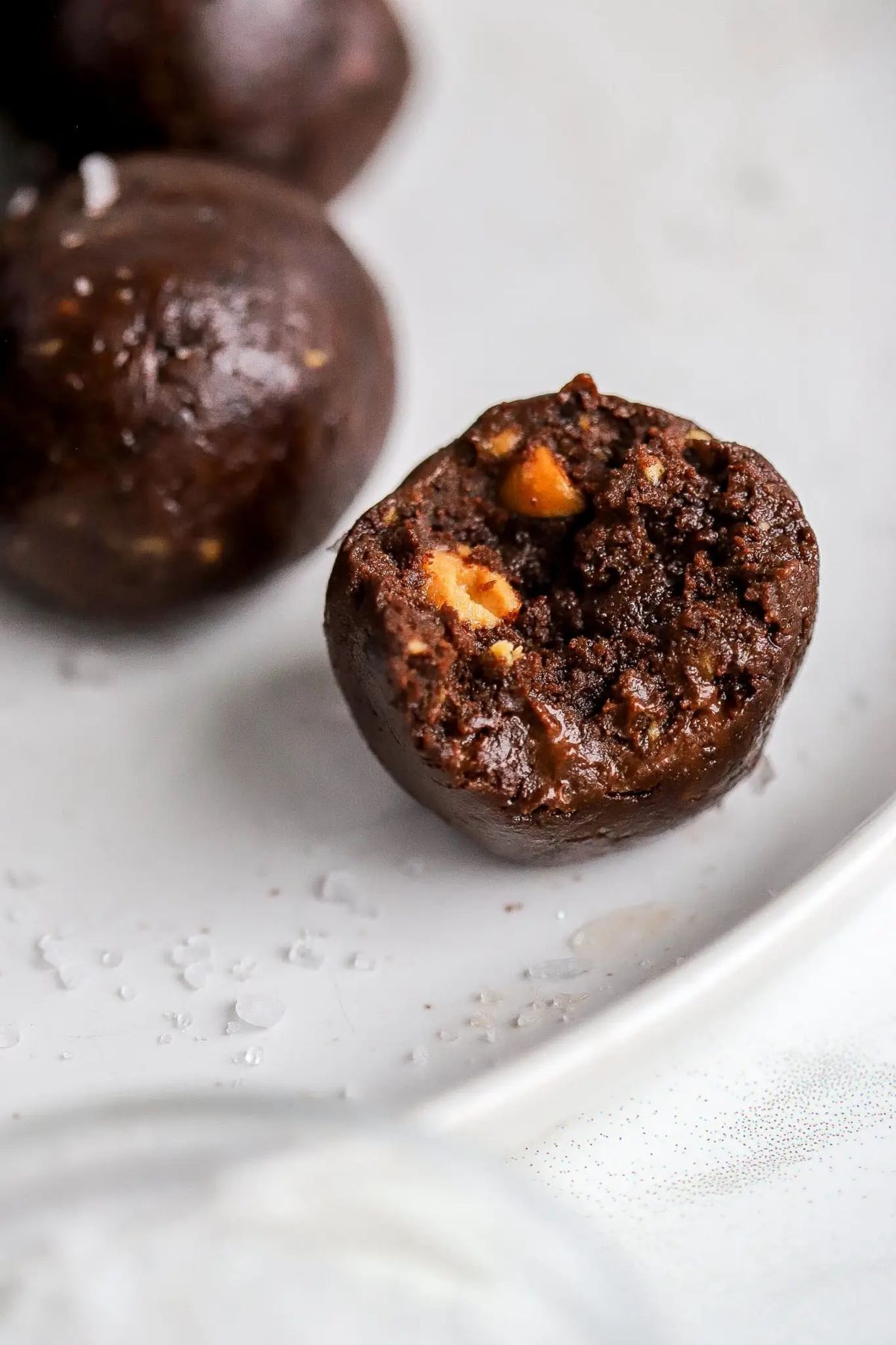Chocolate Sea Salt Protein Balls with Peanut Butter