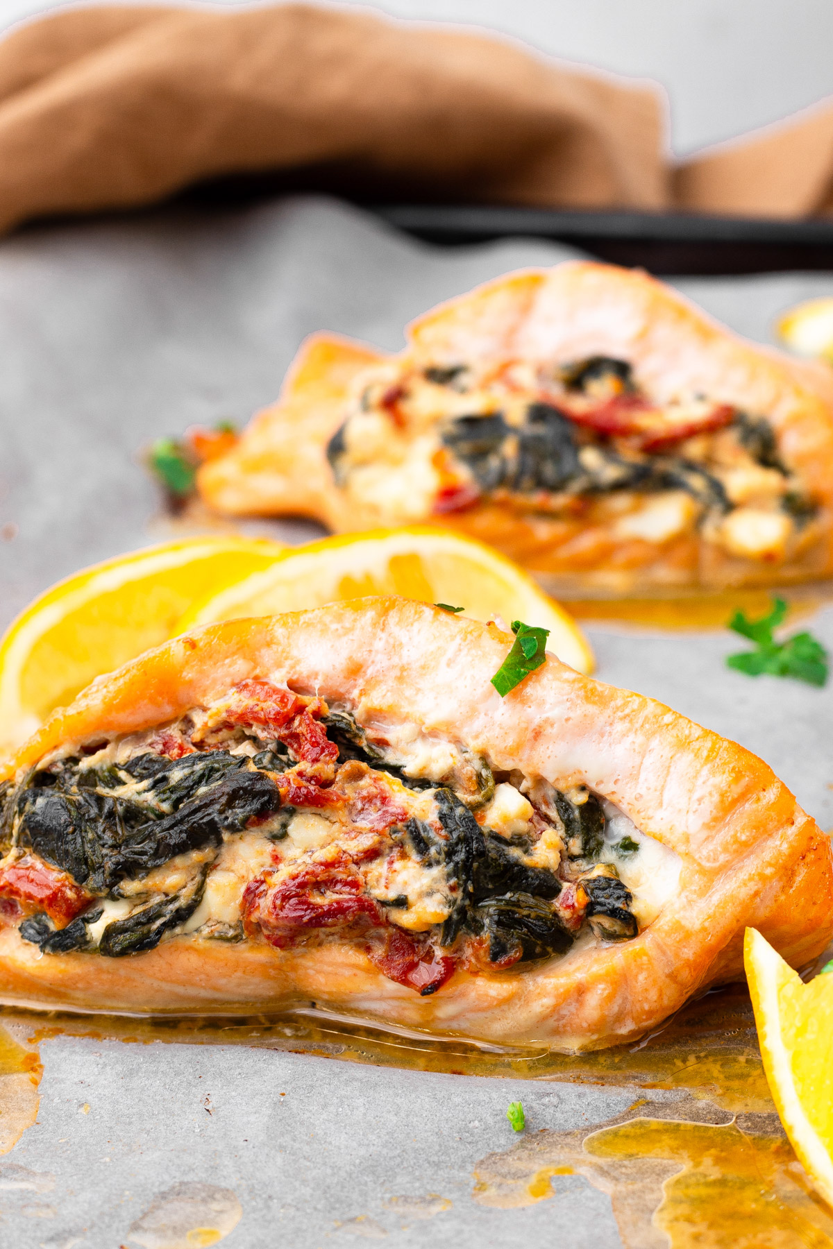 Mediterranean Stuffed Salmon
