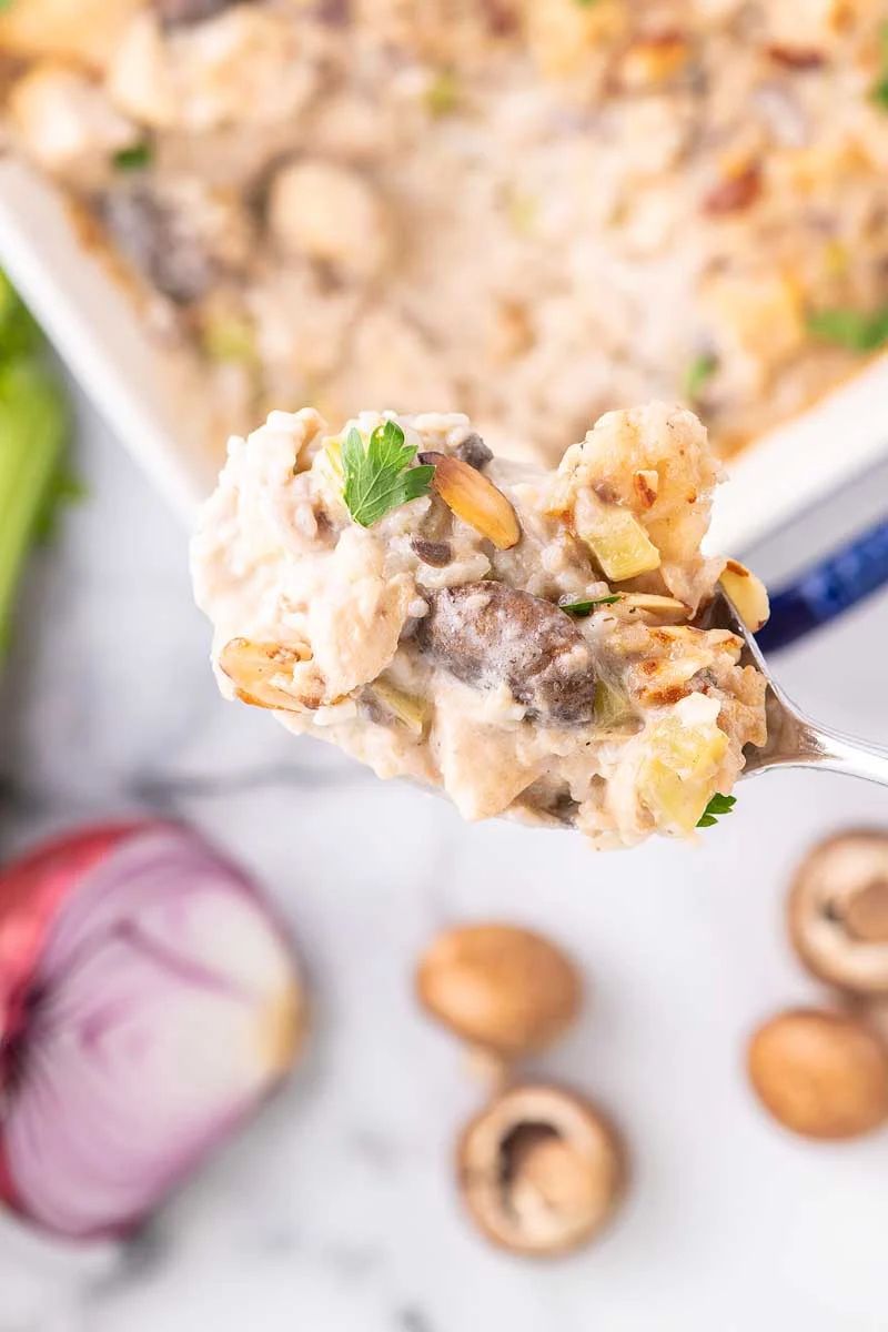 12. Mushroom Gruyere Chicken Rice Casserole