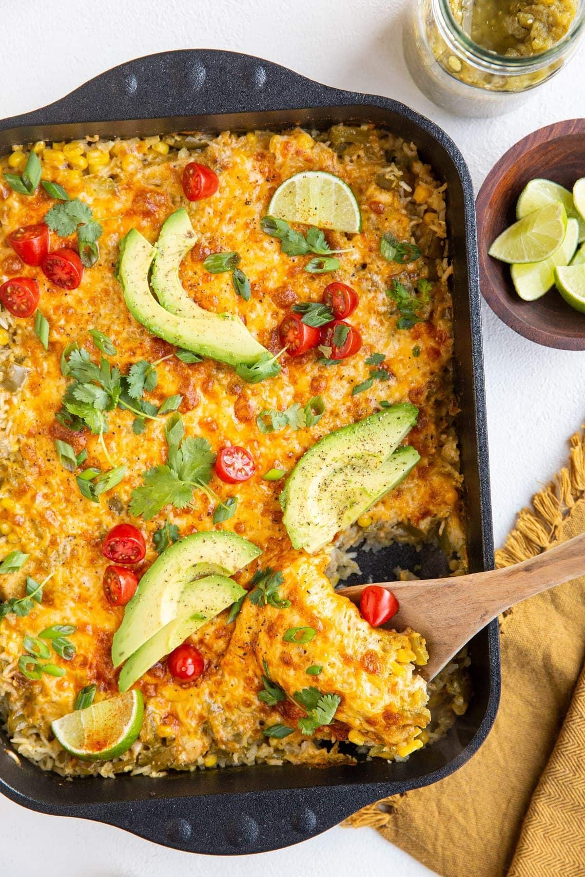 7. Salsa Verde Chicken and Rice Casserole