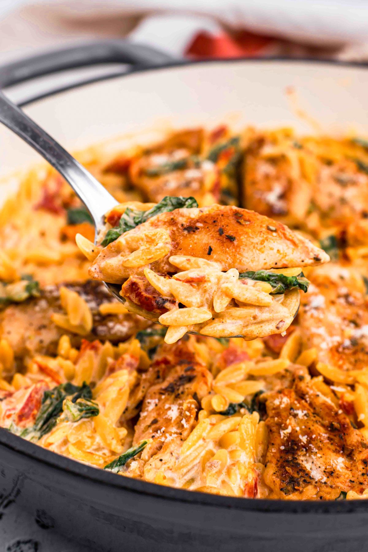 1. Sun-Dried Tomato Chicken Orzo