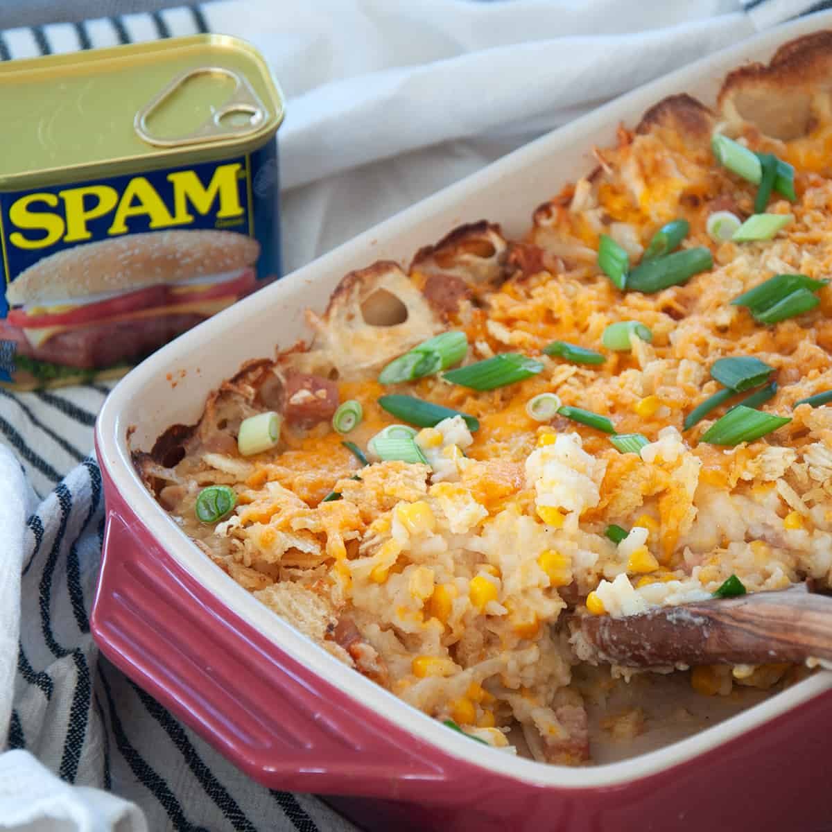 12. Cheesy Hash Browns and Spam Casserole