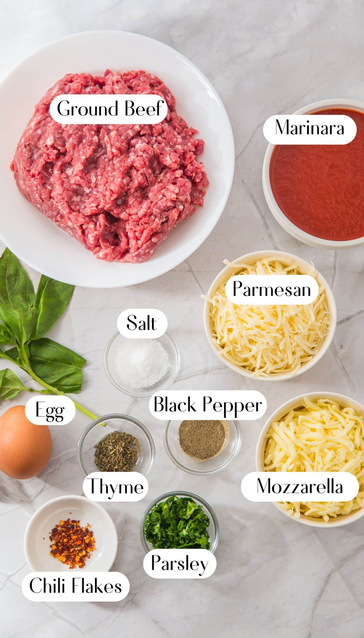 Yummy Meatballs with Cheese and Marinara Sauce Ingredients