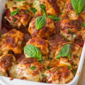 Meatballs with Cheese and Marinara Sauce featured
