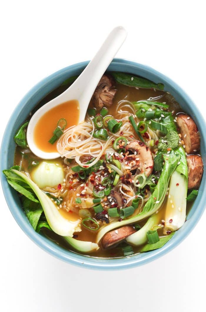 19. Ginger Garlic Noodle Soup with Bok Choy