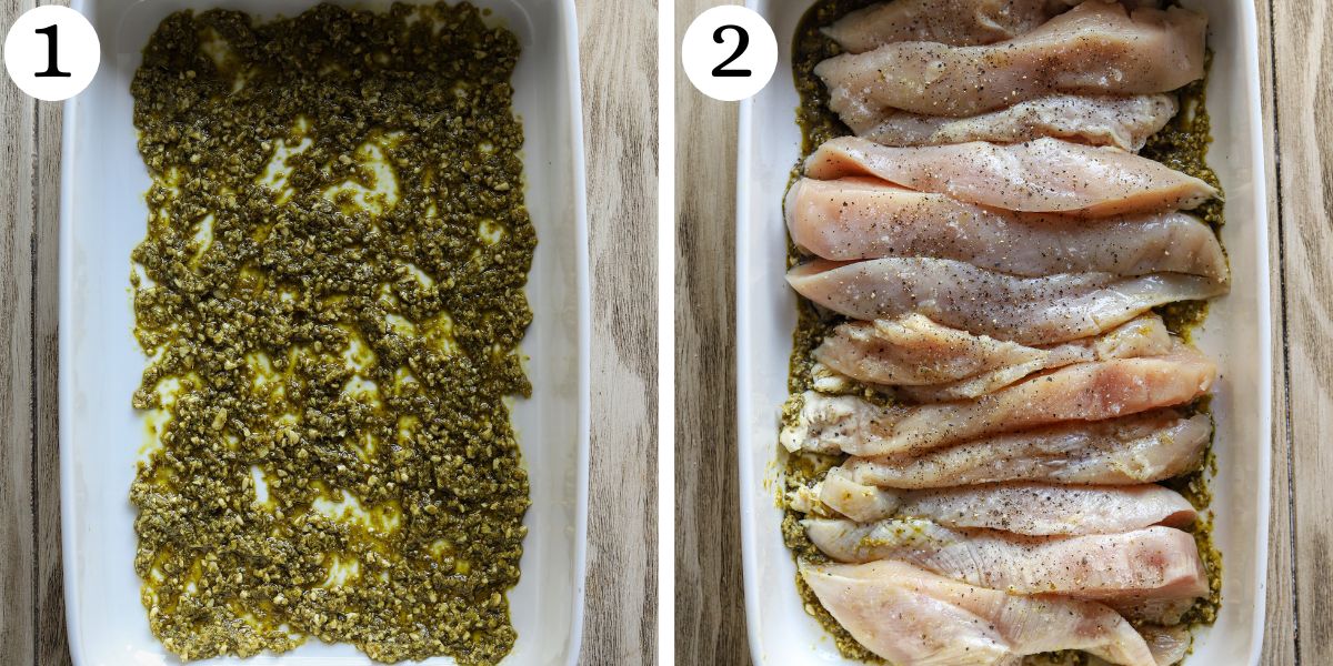 Healthy Pesto Chicken Bake Steps 1-2