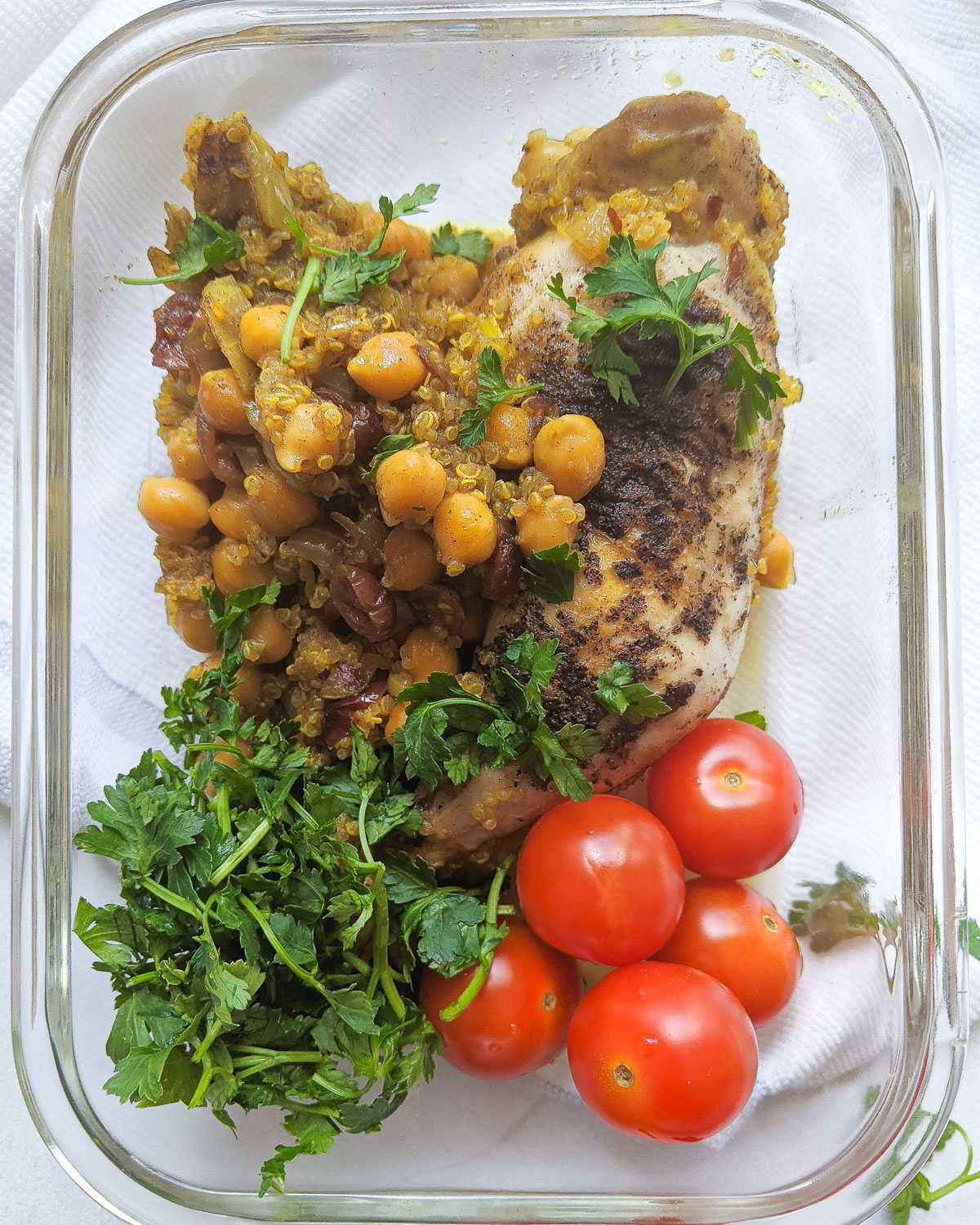 One-Pan Chicken Legs with Chickpeas and Quinoa