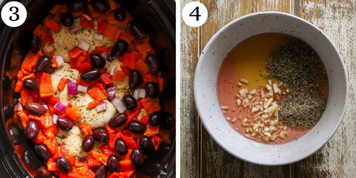 Tasty Crockpot Greek Chicken Steps 3-4