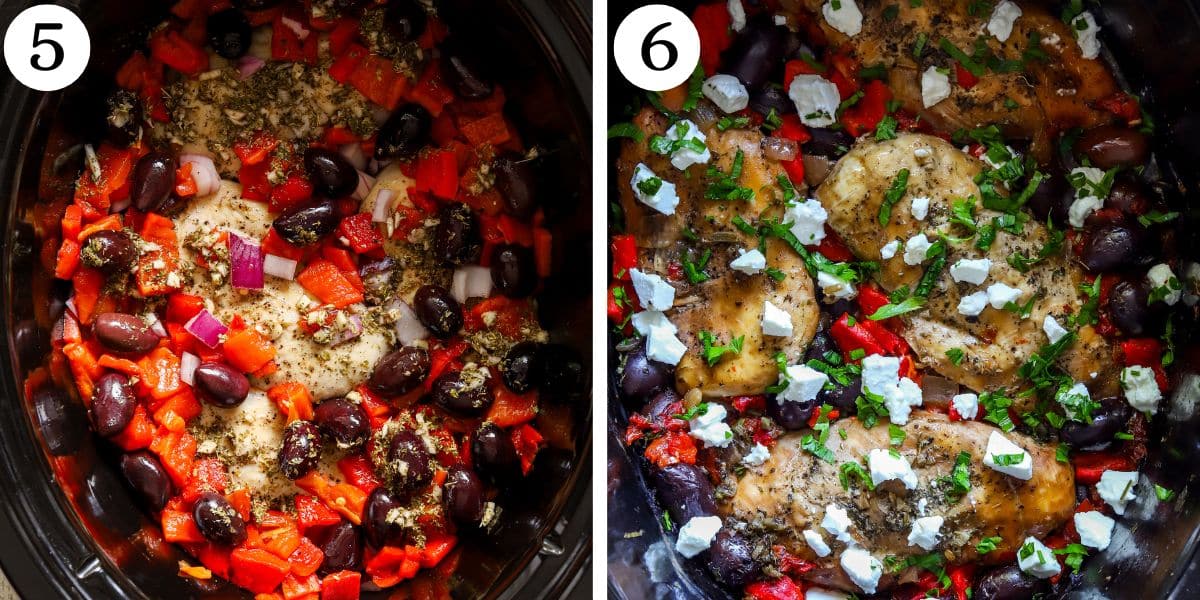 Satisfying Crockpot Greek Chicken Steps 5-6