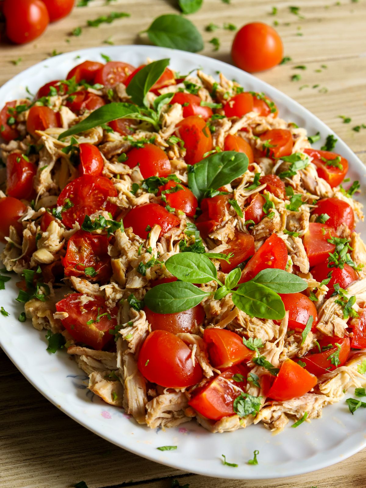 Crockpot Chicken with Cherry Tomatoes and Basil
