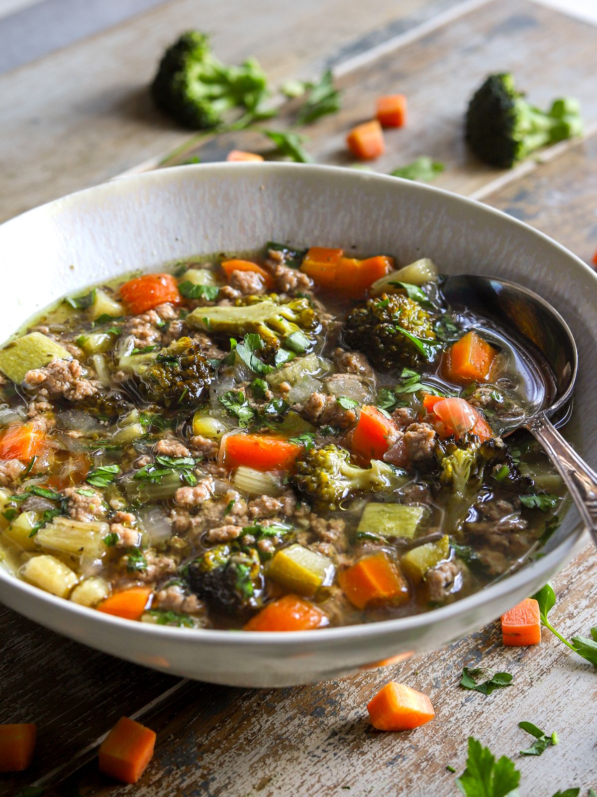 Crockpot Ground Beef Veggie Soup