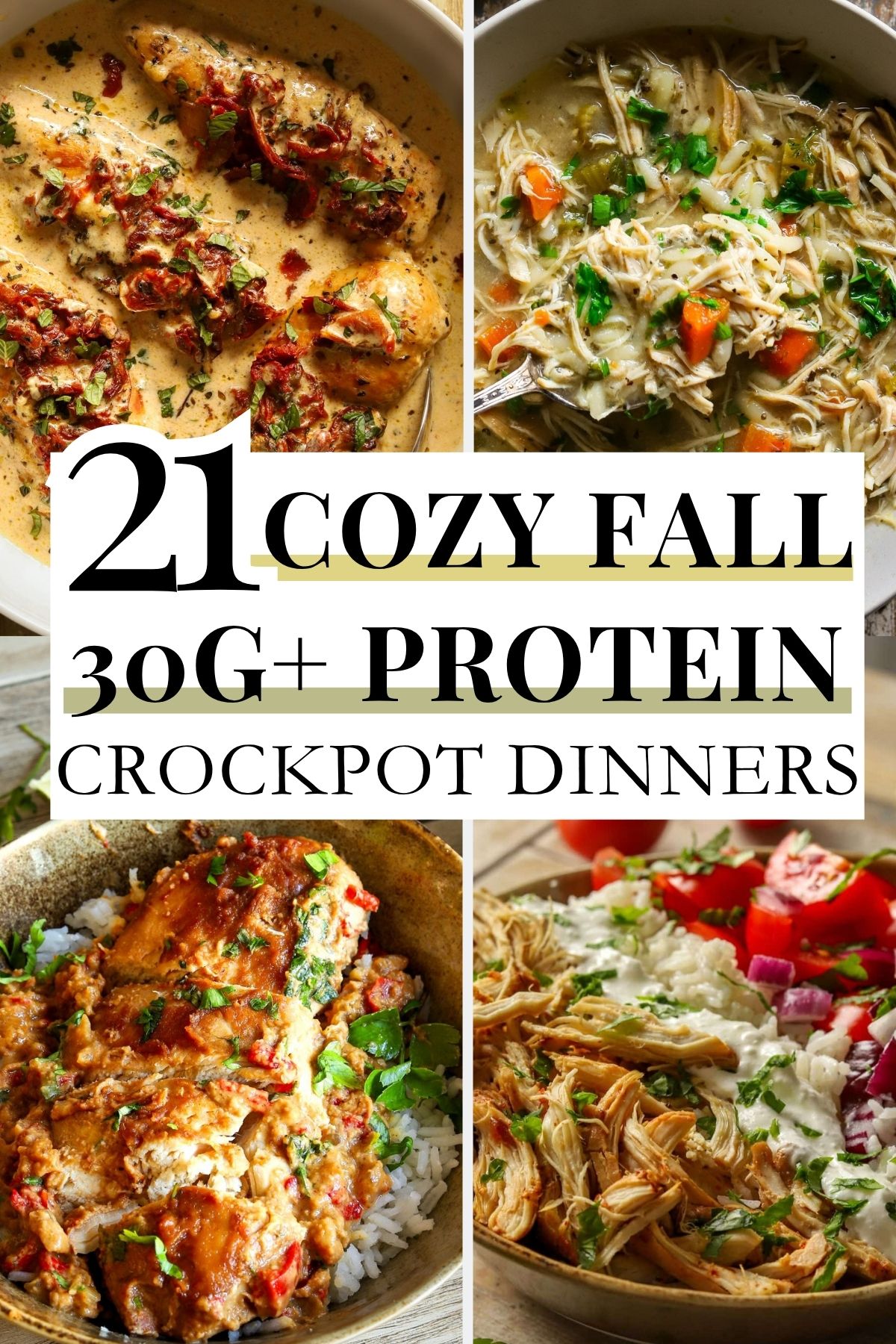 21 Fall High Protein Crockpot Dinners with 30G+ Protein